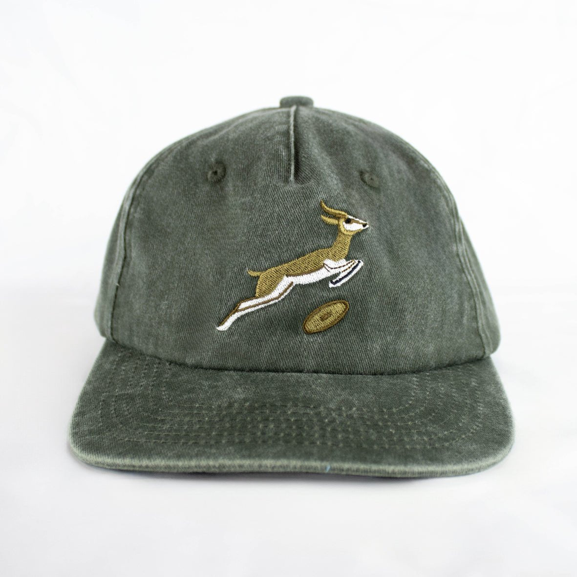 Official Springboks Rugby Fan Cap: Distressed Military Olive, Adjustable Cotton Twill
