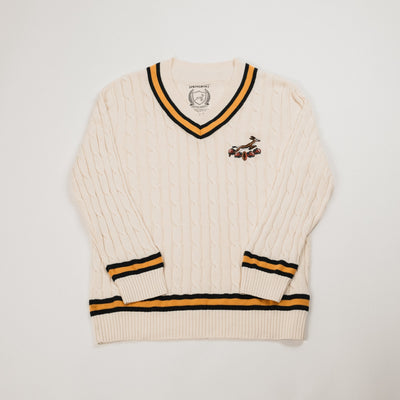 Premium Springboks V-Neck Cable Knit Ivory Sweater - 100% Cotton Rugby Fanwear
