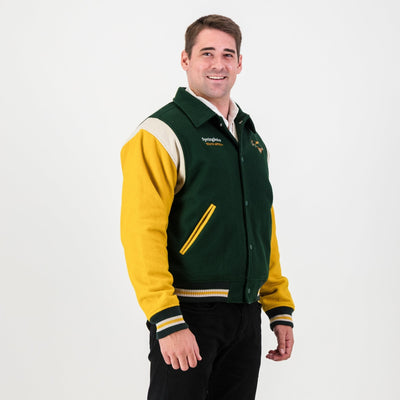 Springboks Wool Bomber Jacket: Premium Varsity Rugby Fan Apparel with Iconic Crest