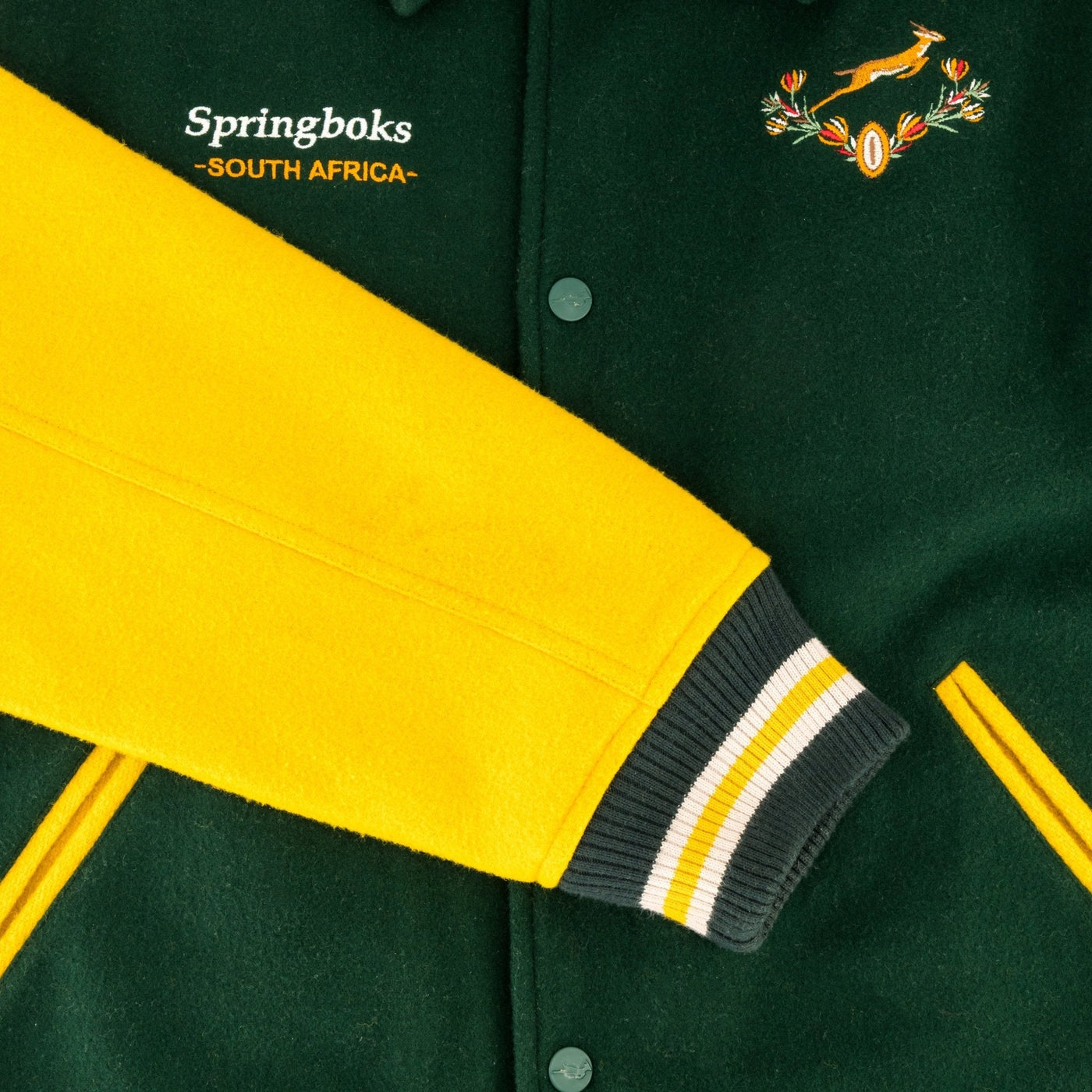 Springboks Wool Bomber Jacket: Premium Varsity Rugby Fan Apparel with Iconic Crest