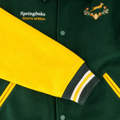 Springboks Wool Bomber Jacket: Premium Varsity Rugby Fan Apparel with Iconic Crest
