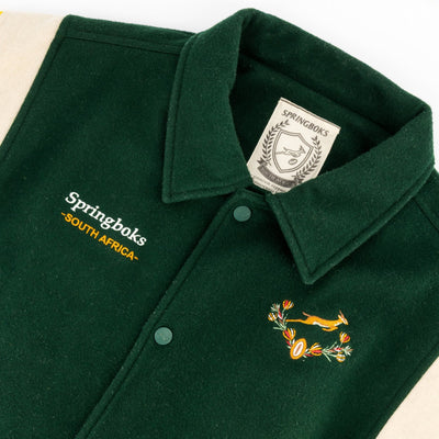 Springboks Wool Bomber Jacket: Premium Varsity Rugby Fan Apparel with Iconic Crest