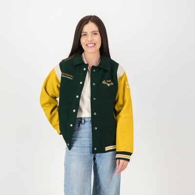Springboks Wool Bomber Jacket: Premium Varsity Rugby Fan Apparel with Iconic Crest