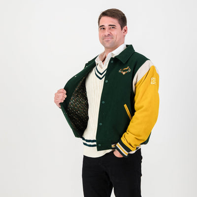 Springboks Wool Bomber Jacket: Premium Varsity Rugby Fan Apparel with Iconic Crest