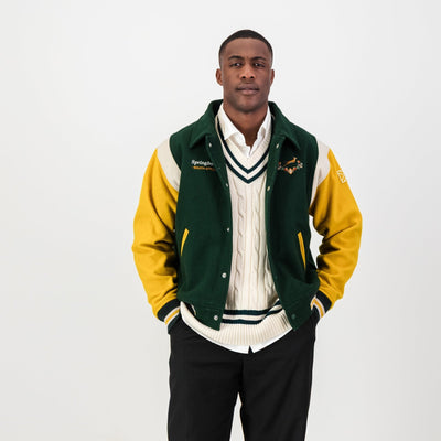 Springboks Wool Bomber Jacket: Premium Varsity Rugby Fan Apparel with Iconic Crest