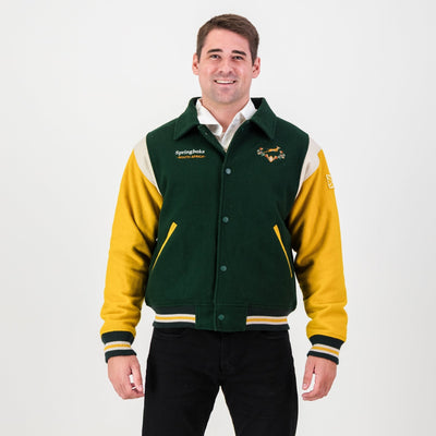 Springboks Wool Bomber Jacket: Premium Varsity Rugby Fan Apparel with Iconic Crest