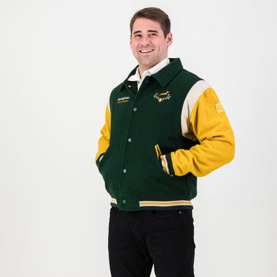Springboks Wool Bomber Jacket: Premium Varsity Rugby Fan Apparel with Iconic Crest