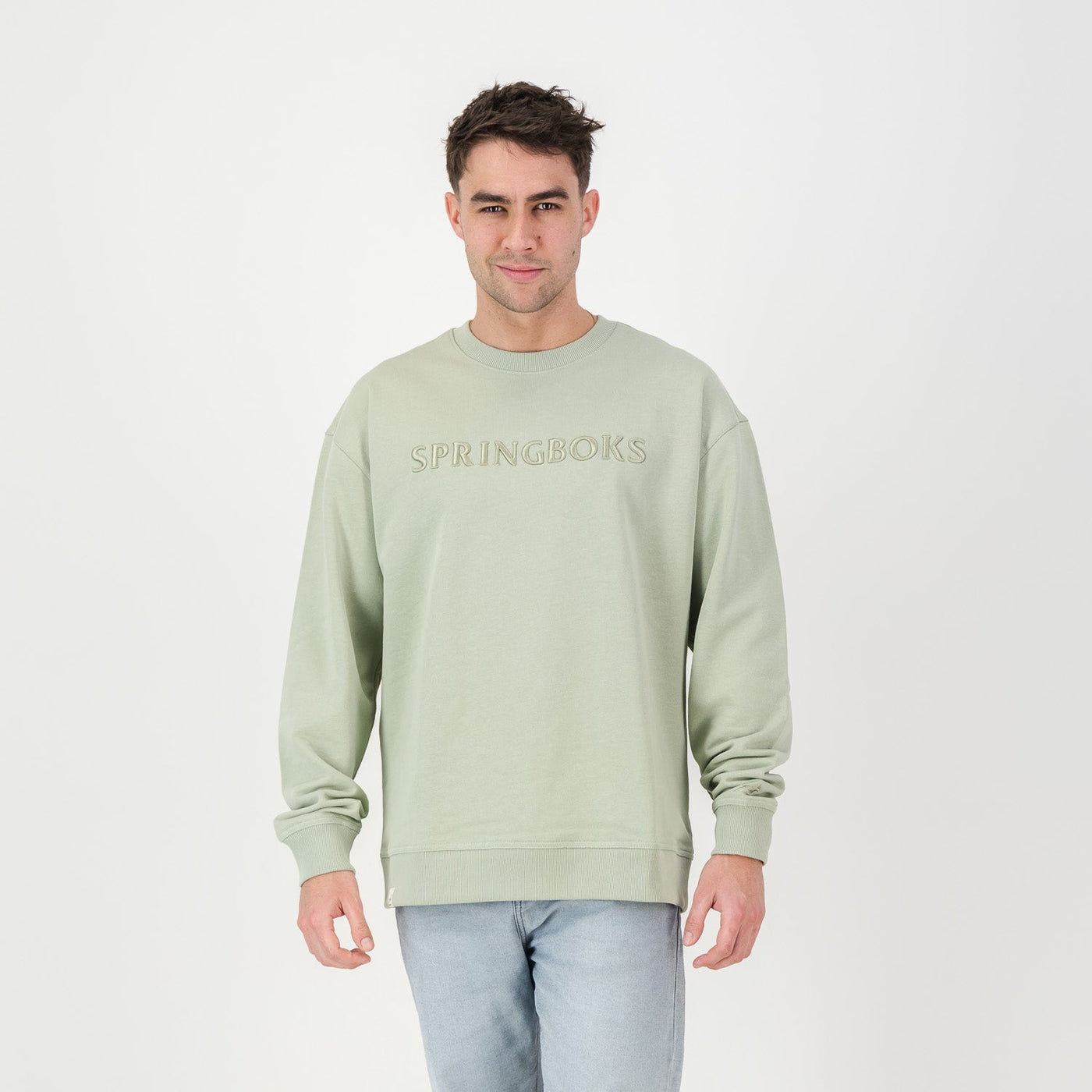 Springboks Desert Sage Crew Sweatshirt - Premium Cotton French Terry Rugby Fanwear