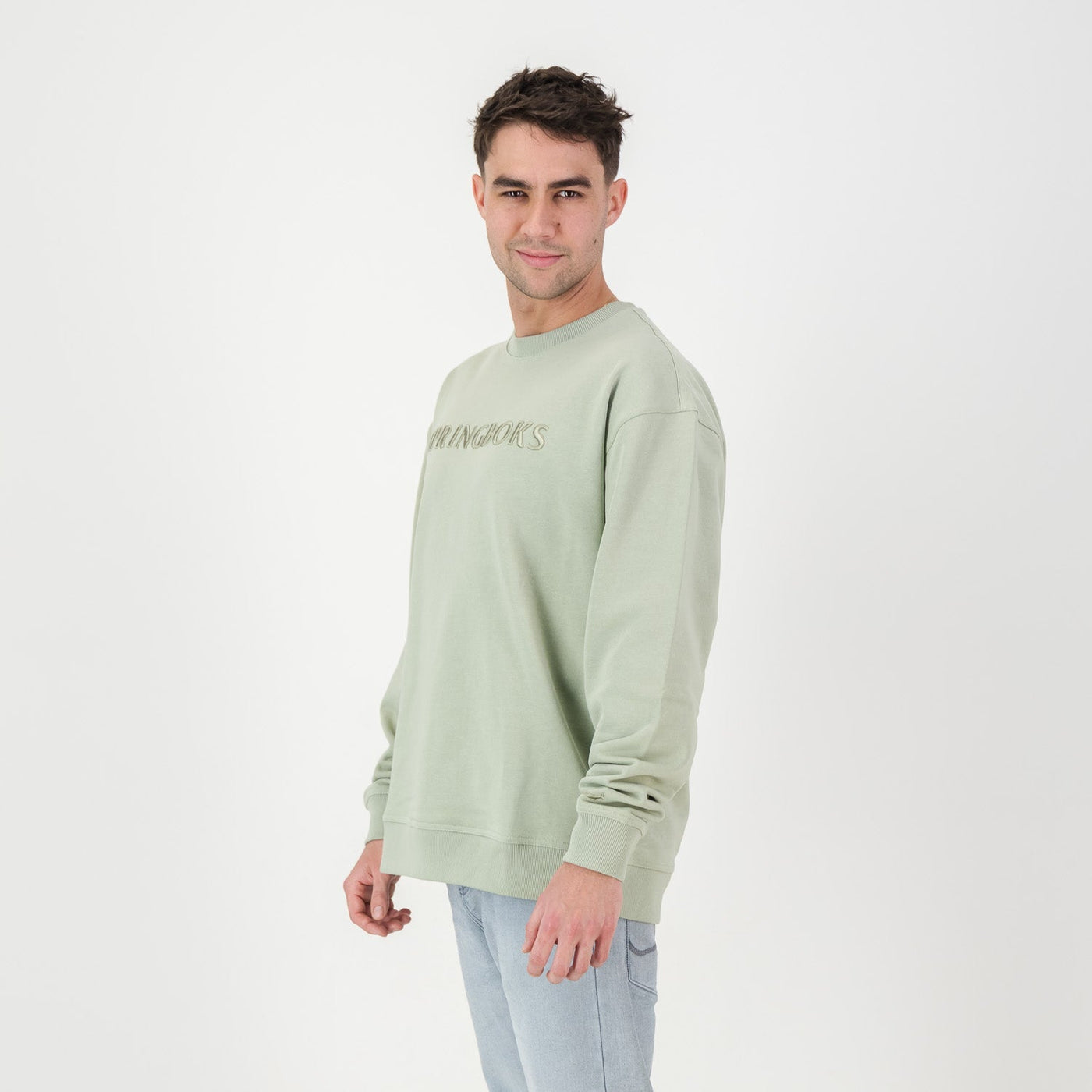 Springboks Desert Sage Crew Sweatshirt - Premium Cotton French Terry Rugby Fanwear