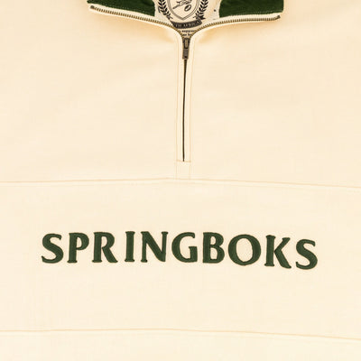 Springboks Wordmark Quarter Zip Sweatshirt: Premium Ivory French Terry Comfort