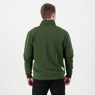 Springboks Wordmark Military Olive Quarter Zip Sweatshirt Heavyweight French Terry