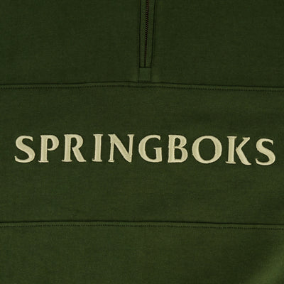 Springboks Wordmark Military Olive Quarter Zip Sweatshirt Heavyweight French Terry