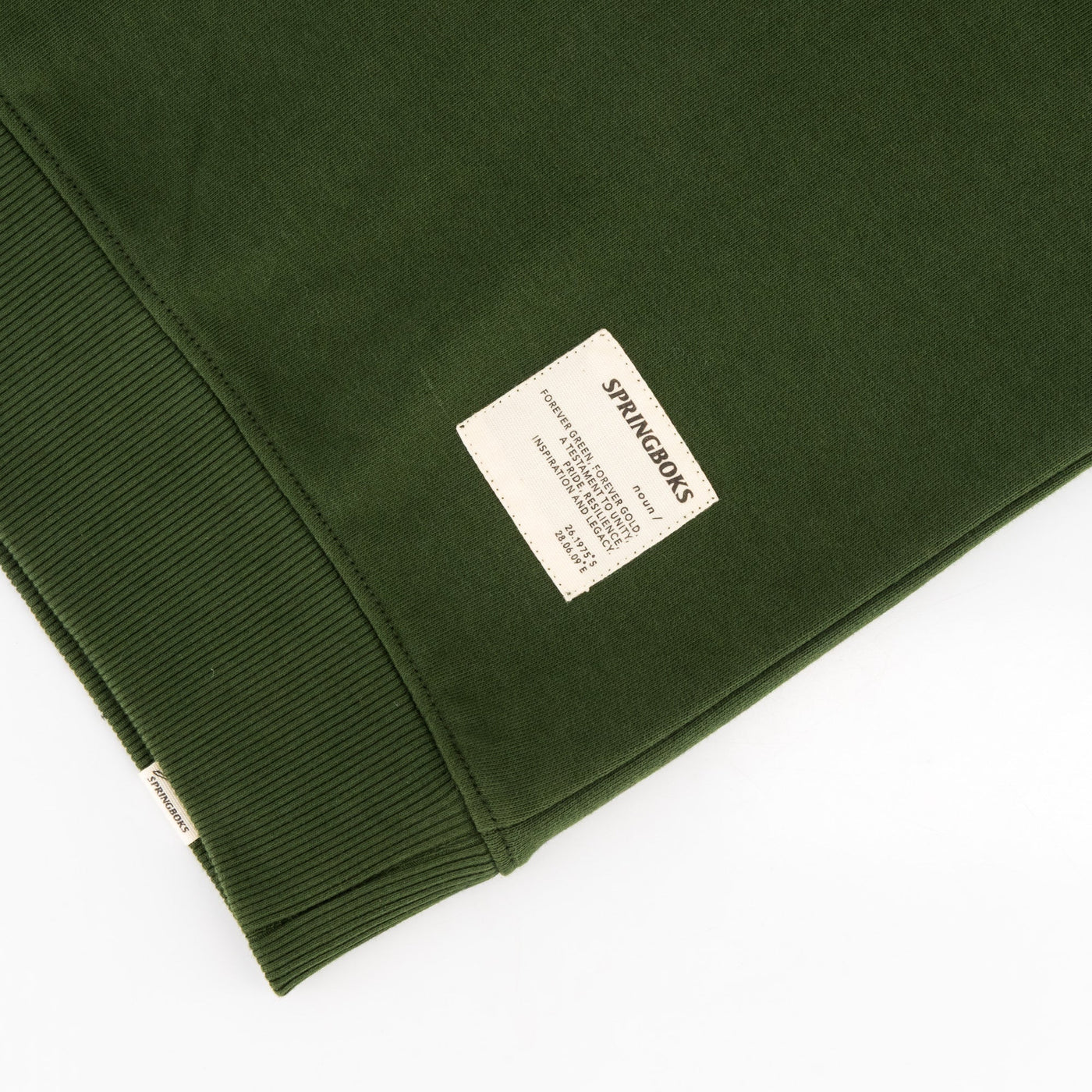 Springboks Wordmark Military Olive Quarter Zip Sweatshirt Heavyweight French Terry