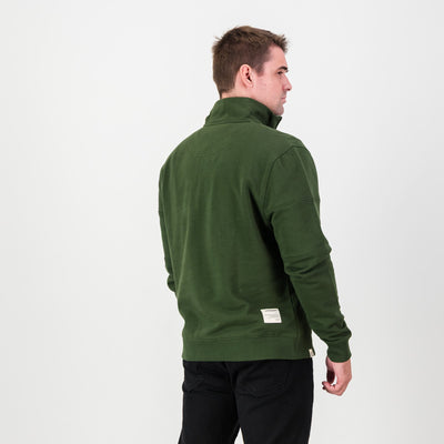 Springboks Wordmark Military Olive Quarter Zip Sweatshirt Heavyweight French Terry
