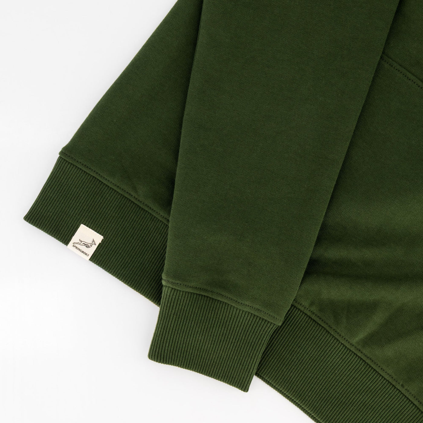 Springboks Wordmark Military Olive Quarter Zip Sweatshirt Heavyweight French Terry
