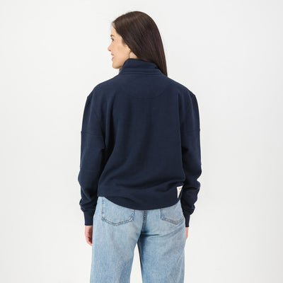 Springboks Official Navy Quarter-Zip Sweatshirt: Heavyweight French Terry Cotton Comfort