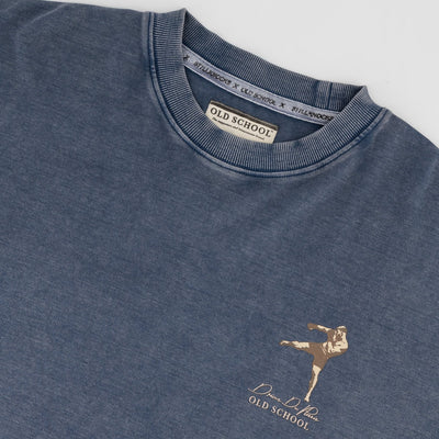 Stillknocks Men's Acid Wash Boxy Fit Crewneck Tee - Faded Denim Cotton Comfort