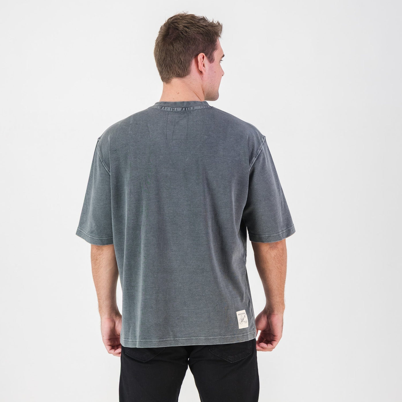 Stillknocks Turb Grey Acid Wash Boxy Crew Tee for Relaxed Streetwear Style