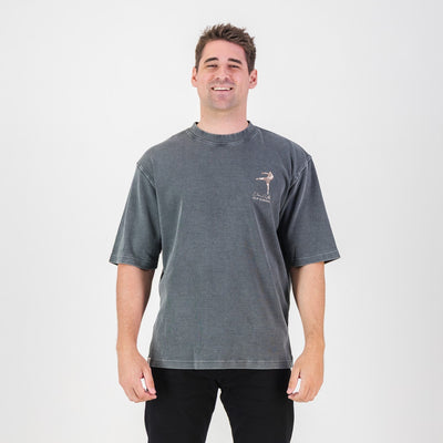 Stillknocks Turb Grey Acid Wash Boxy Crew Tee for Relaxed Streetwear Style