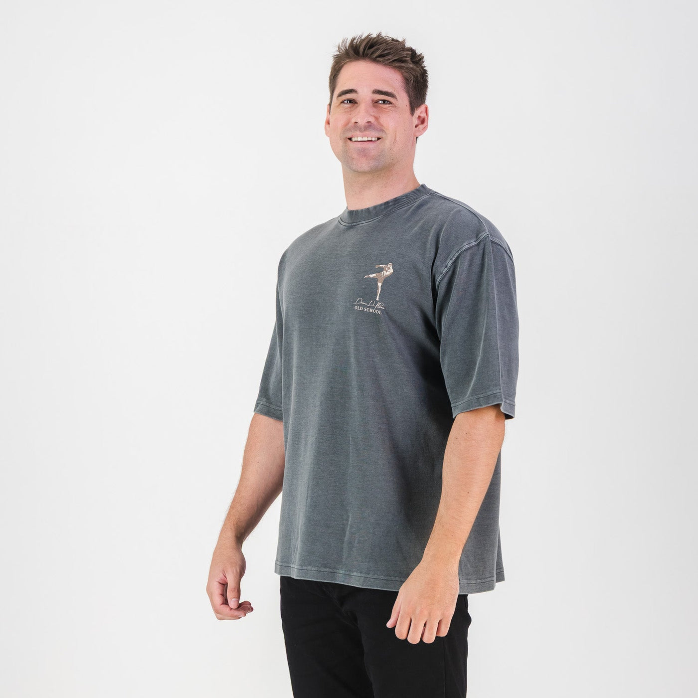 Stillknocks Turb Grey Acid Wash Boxy Crew Tee for Relaxed Streetwear Style