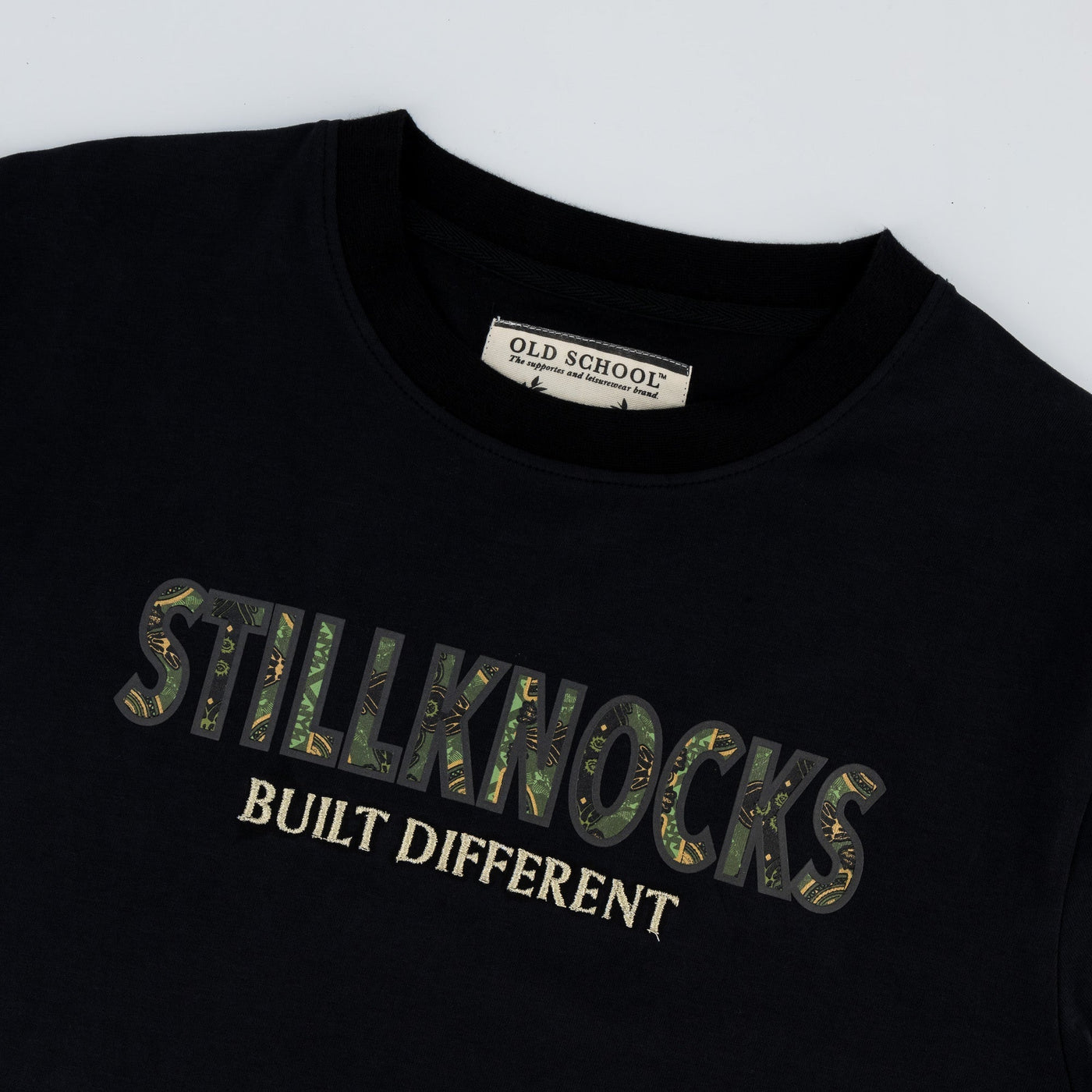 Stillknocks Built Different Crew Tee - Premium Black Cotton - Iconic Print