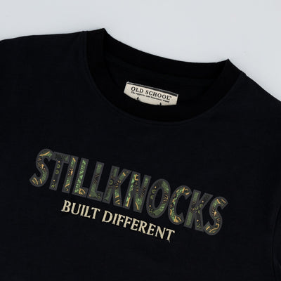 Stillknocks Built Different Crew Tee - Premium Black Cotton - Iconic Print