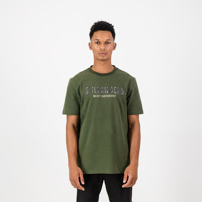 Stillknocks Built Different Crew Tee Military Olive Sueded Cotton Legends Fight Pack