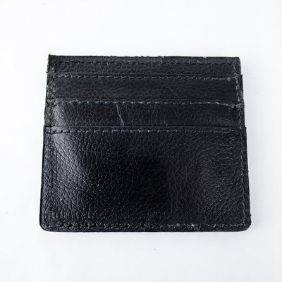 Stillknocks Premium Pebbled Leather Card Holder – Sleek Black Minimalist Design