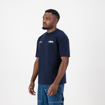 Stillknocks S-Knocks Boxy Crew Tee: Heavyweight Navy Cotton with Iconic Fighter Prints
