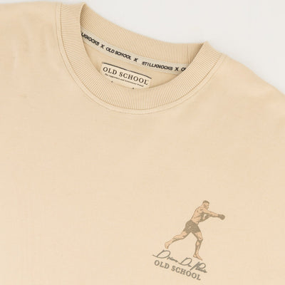 Stillknocks Ivory Boxy Tee: Soft Cotton, Relaxed Drop-Shoulder Fit, Tonal Logo