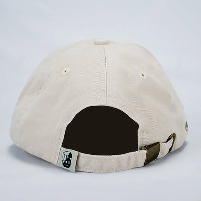 Stillknocks World Champion Two-Tone Dad Cap: Ivory Cotton Twill, Embroidered Globe