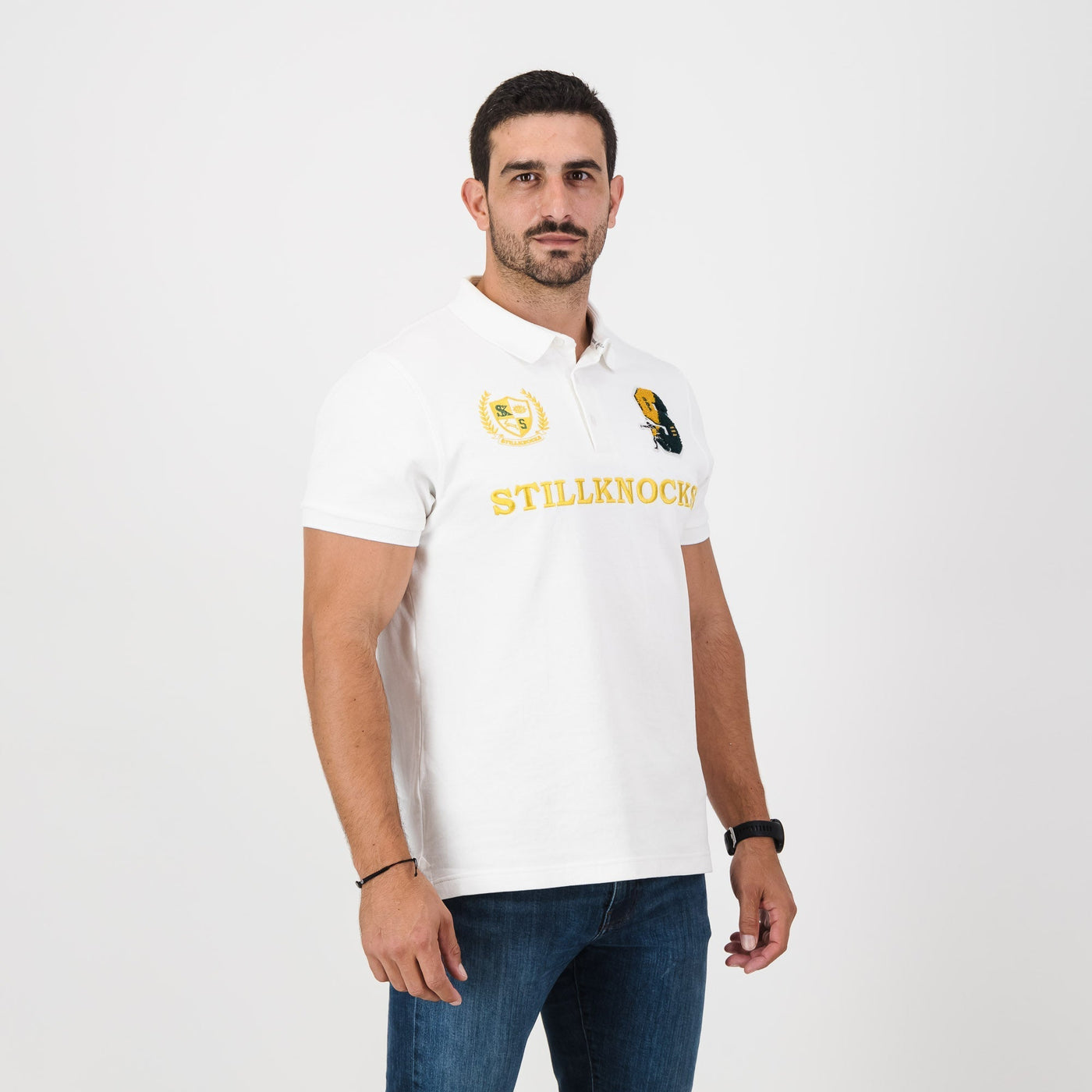 Stillknocks Real DDP Short Sleeve Polo Shirt - Premium Cotton Pique White