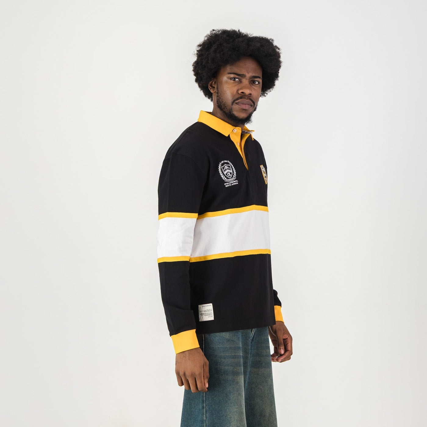 Authentic Voortrekker Bethlehem School Rugby Jersey - Black, White, Yellow Striped