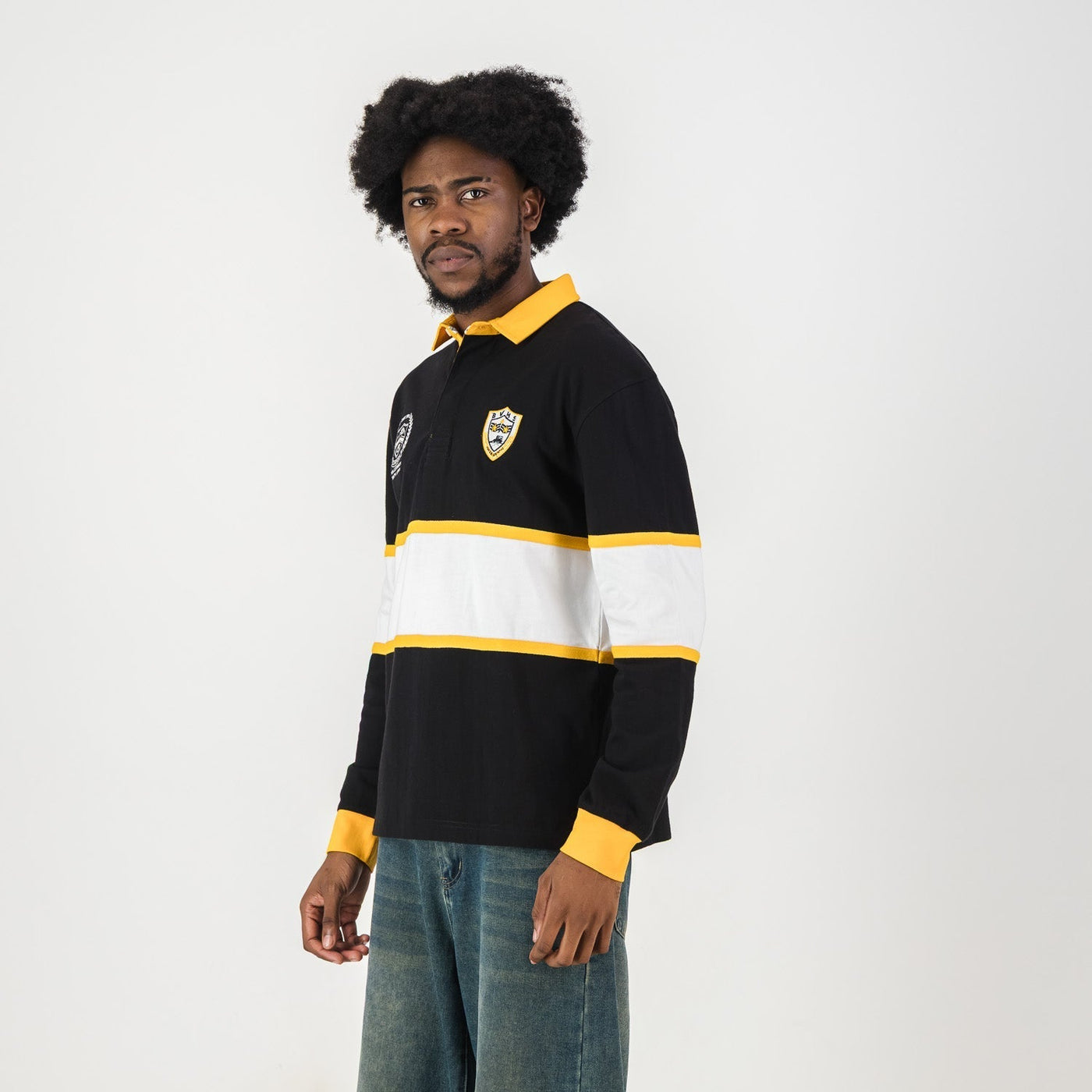 Authentic Voortrekker Bethlehem School Rugby Jersey - Black, White, Yellow Striped