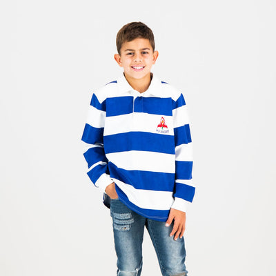 Youth Western Province Rugby Long Sleeve Polo Jersey - Classic Blue Cotton